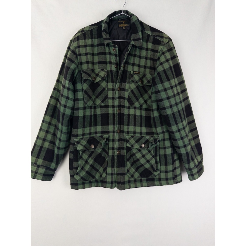 Dark Seas Division Flannel Plaid Shacket Mens‎ M Green Black Lined Outdoor